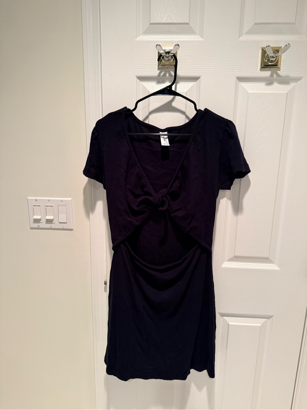 Abound Black Knot-Front Short Sleeve Dress
